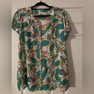 Rose and Olive tropical print top